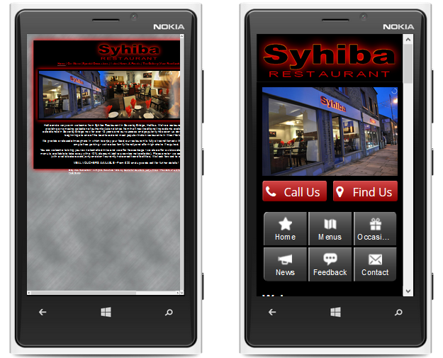 Syhiba Restaurant Mobile Website Demo