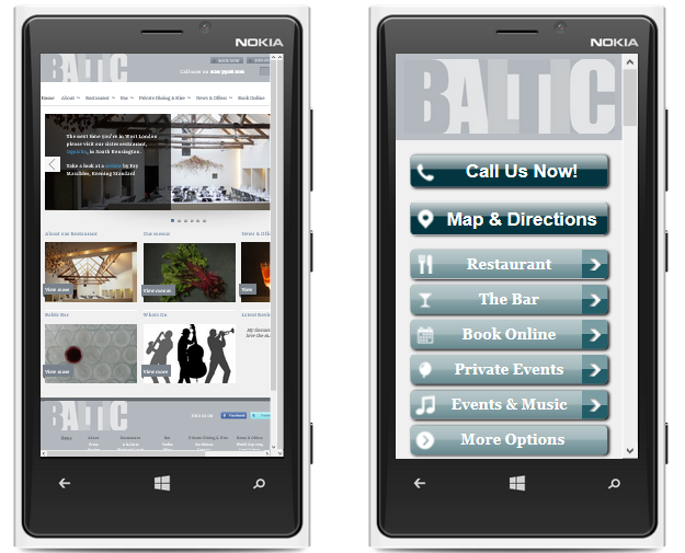 Baltic Restaurant Mobile Website Demo